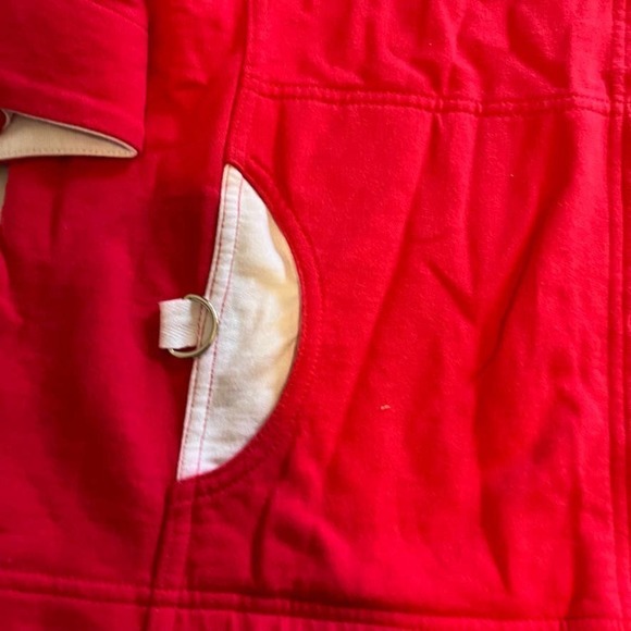 Onque Casual red white trim snap down casual top M - Picture 2 of 9